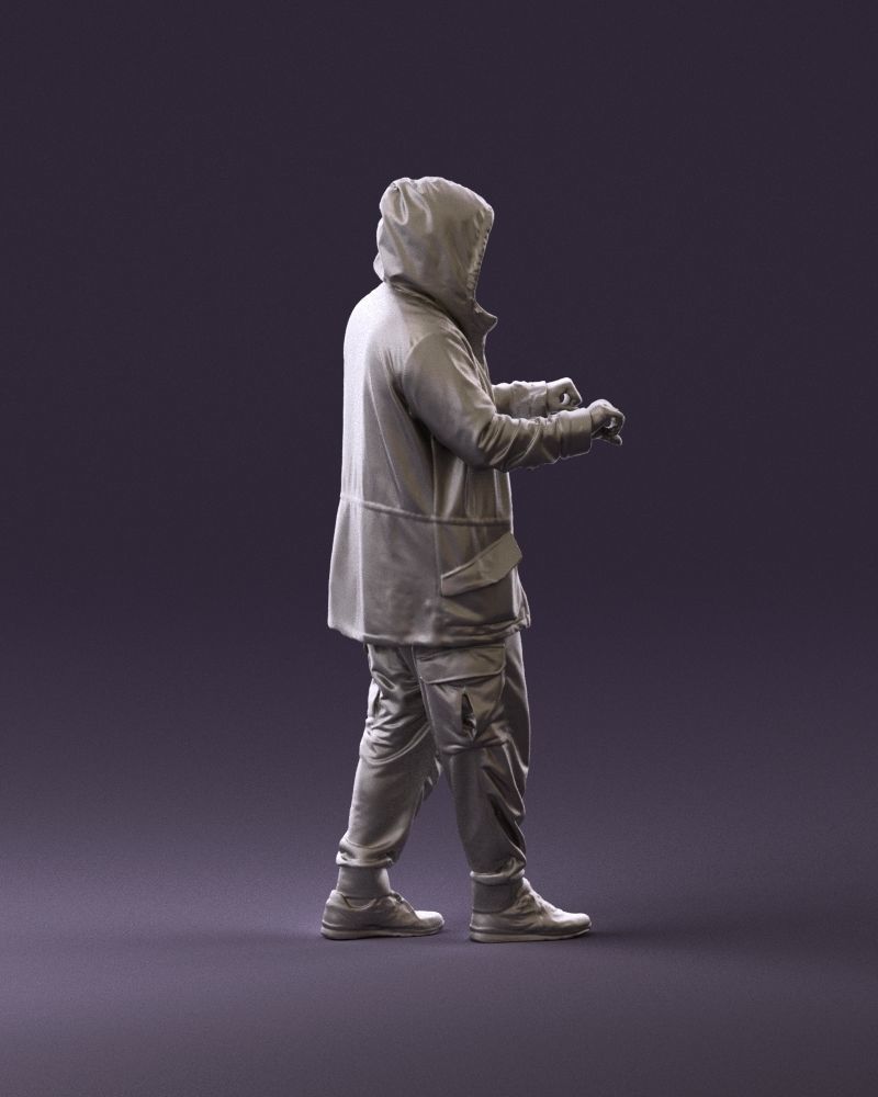 001022 man in fool black jacket with hood 3D model_16