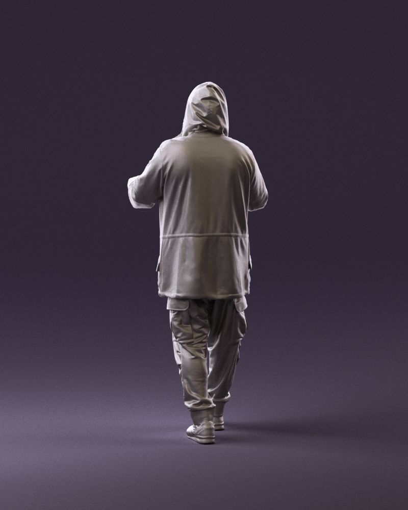 001022 man in fool black jacket with hood 3D model_18