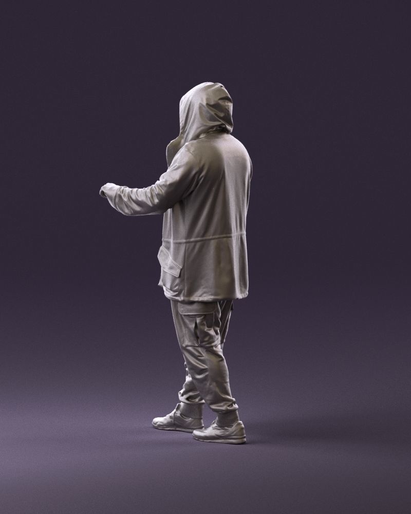 001022 man in fool black jacket with hood 3D model_19