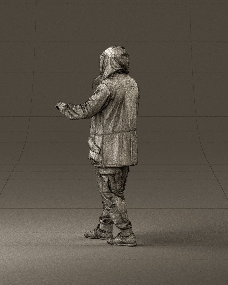 001022 man in fool black jacket with hood 3D model_31