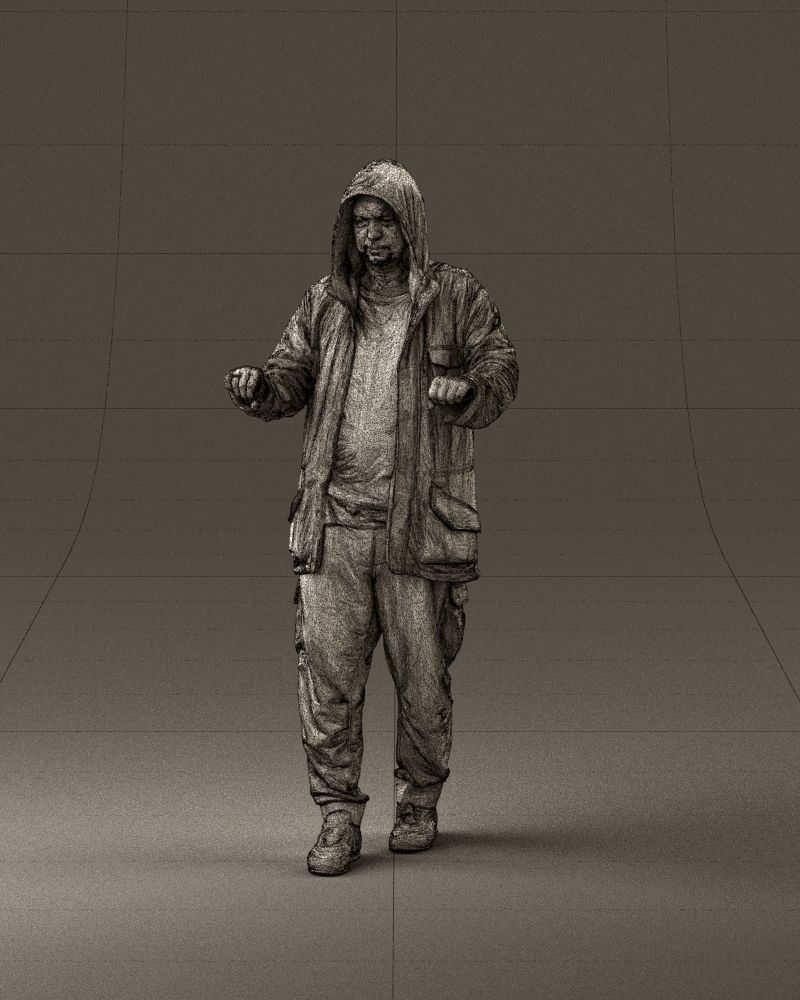 001022 man in fool black jacket with hood 3D model_34