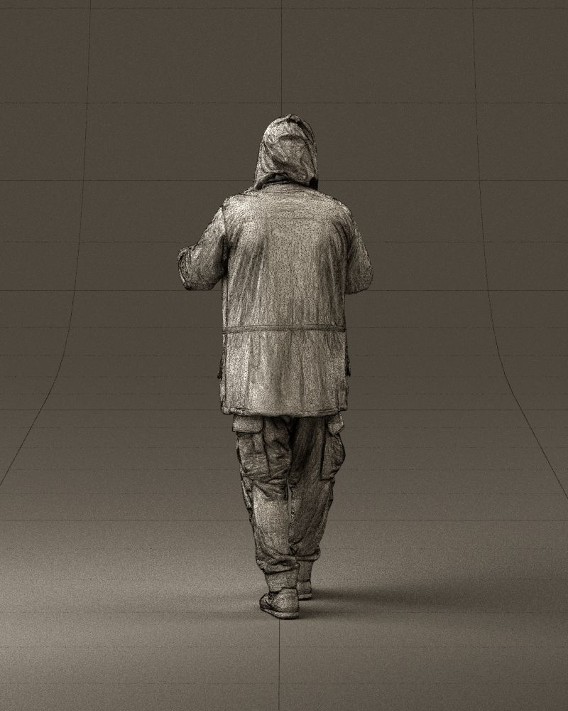 001022 man in fool black jacket with hood 3D model_30