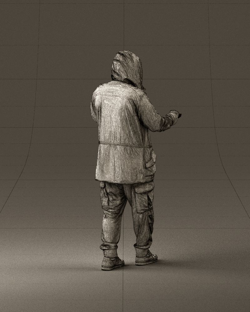 001022 man in fool black jacket with hood 3D model_29