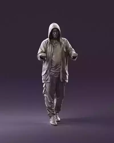 001022 man in fool black jacket with hood 3D Print Ready 3D print model