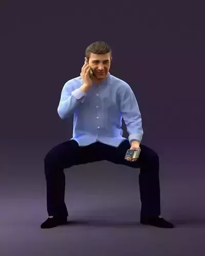 001023 man in seat pose talking on phone