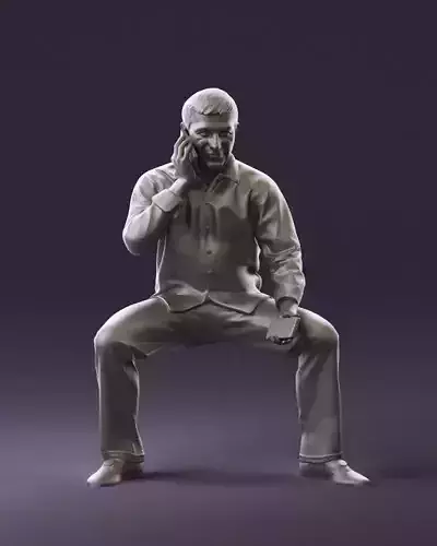 001023 man in seat pose talking on phone 3D Print Ready