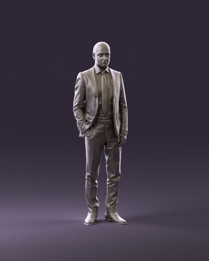 001024 man in blue plaid suit hand in pocket 3D Print Ready 3D print model_1
