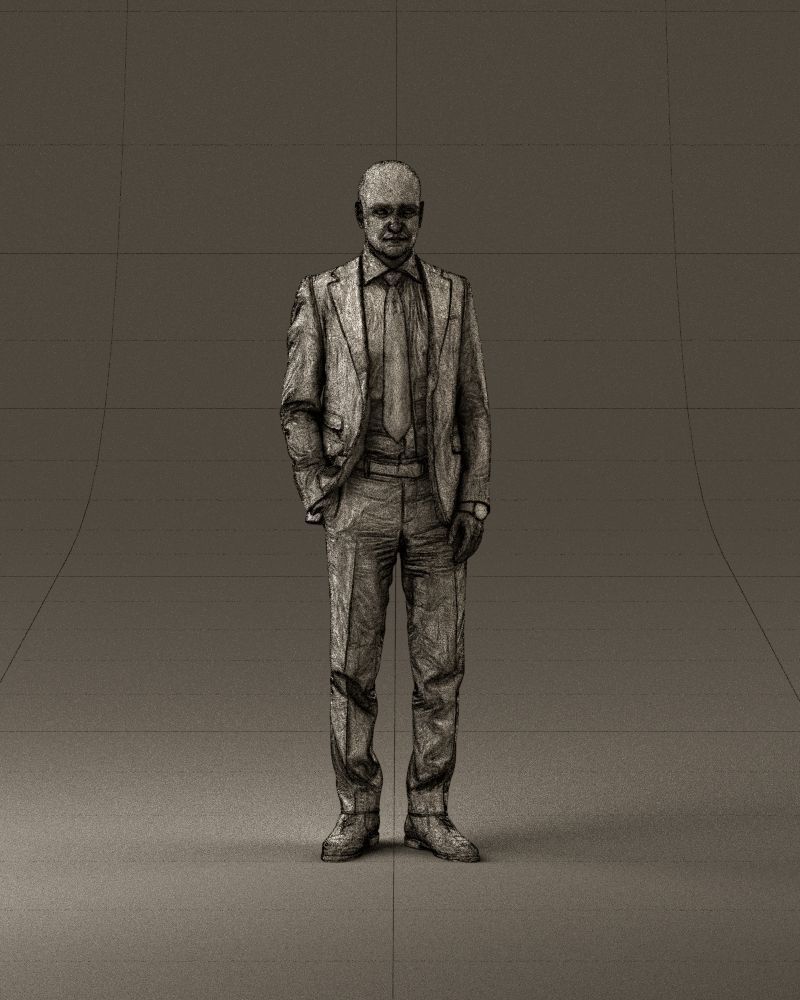 001024 man in blue plaid suit hand in pocket 3D Print Ready 3D print model_24