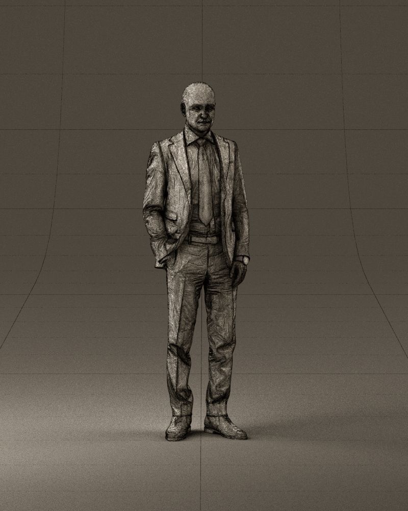 001024 man in blue plaid suit hand in pocket 3D Print Ready 3D print model_25