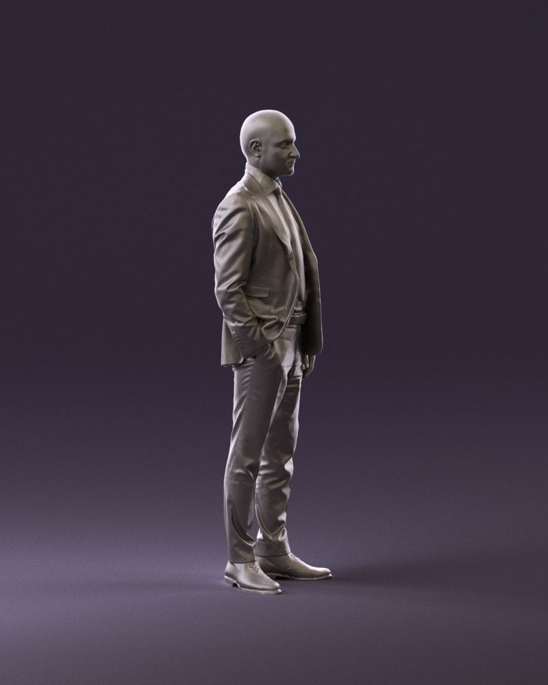 001024 man in blue plaid suit hand in pocket 3D Print Ready 3D print model_3