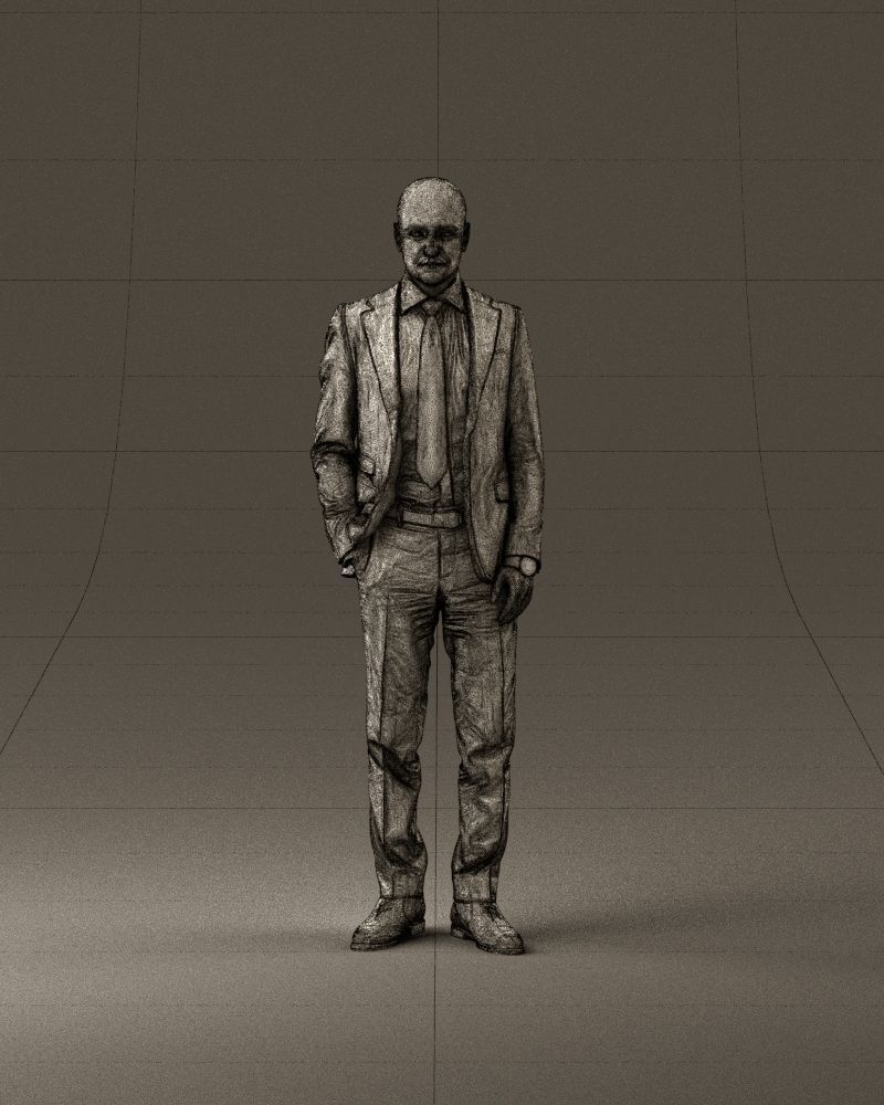 001024 man in blue plaid suit hand in pocket 3D Print Ready 3D print model_35