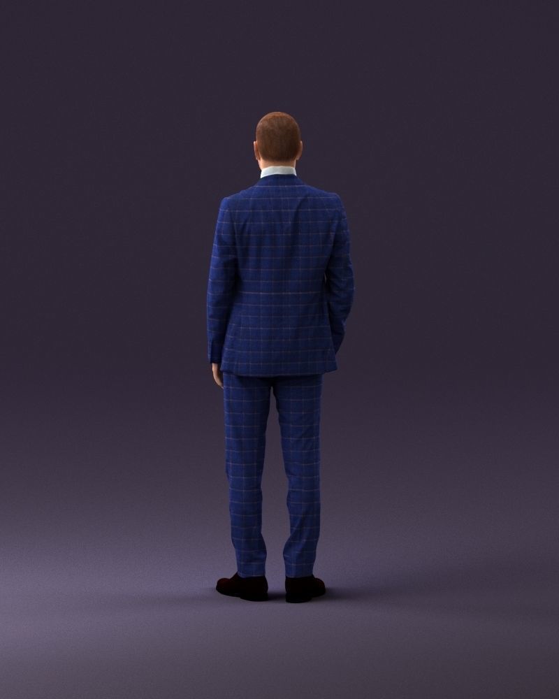 001024 man in blue plaid suit hand in pocket 3D Print Ready 3D print model_18