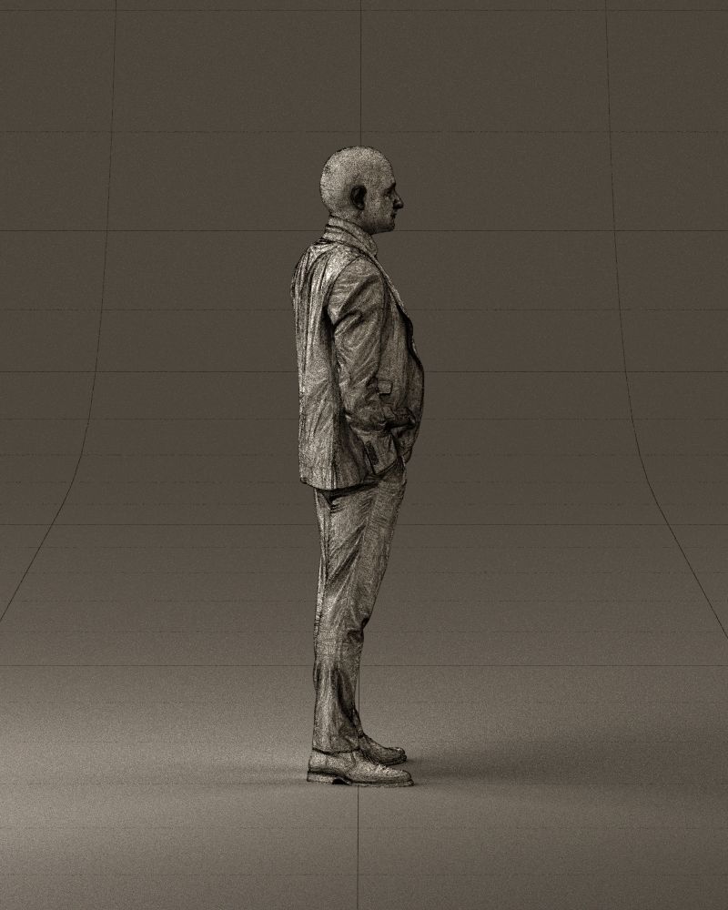 001024 man in blue plaid suit hand in pocket 3D Print Ready 3D print model_28