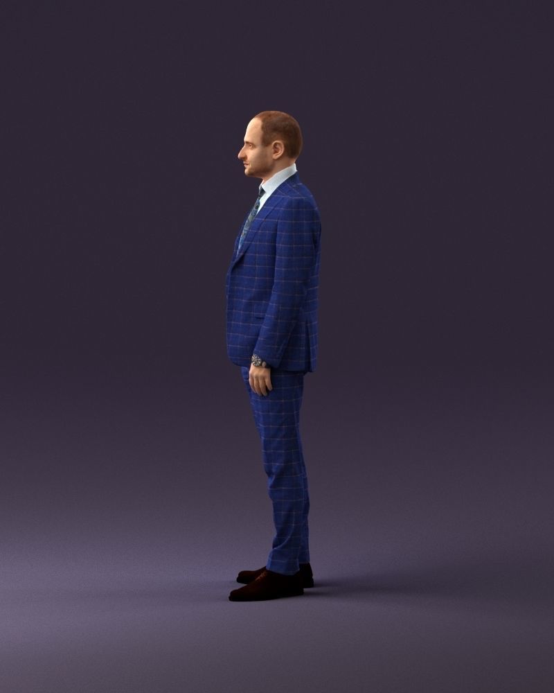 001024 man in blue plaid suit hand in pocket 3D Print Ready 3D print model_20
