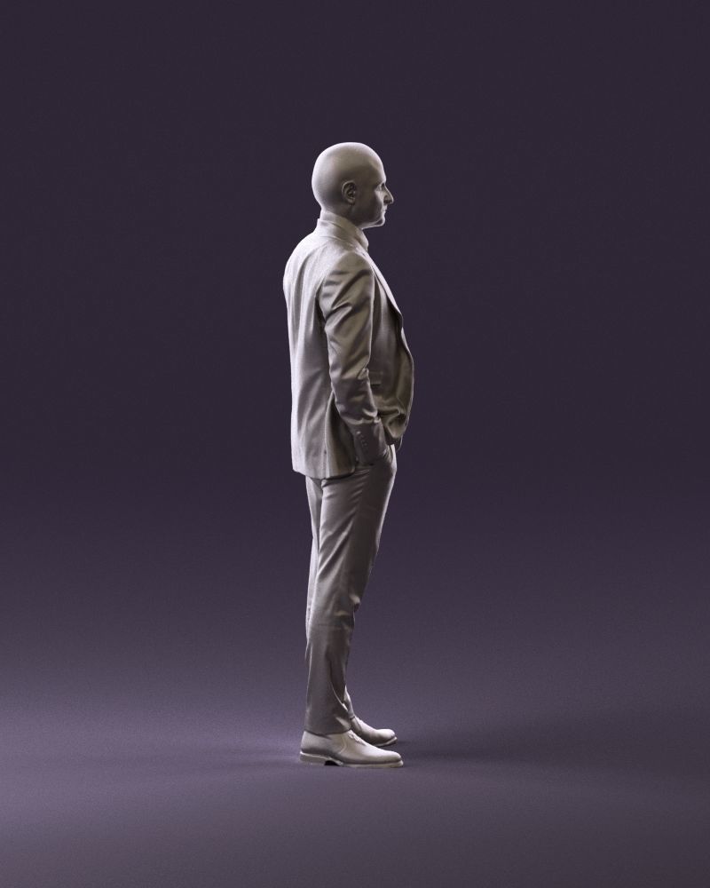 001024 man in blue plaid suit hand in pocket 3D Print Ready 3D print model_4