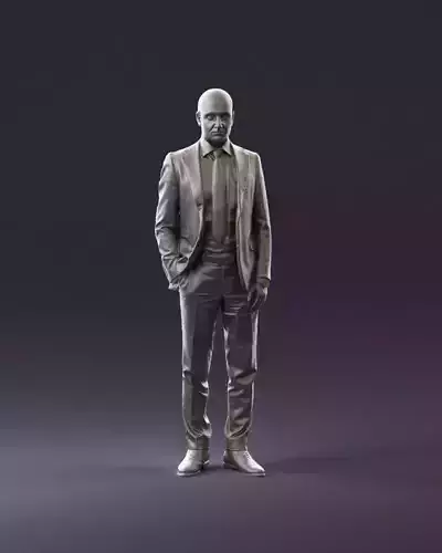 001024 man in blue plaid suit hand in pocket 3D Print Ready 3D print model