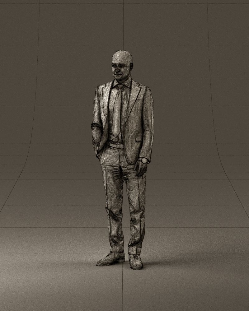 001024 man in blue plaid suit hand in pocket 3D Print Ready 3D print model_34