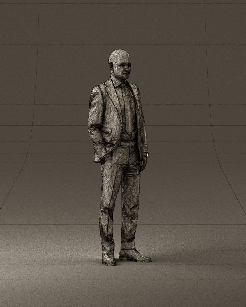 001024 man in blue plaid suit hand in pocket 3D Print Ready 3D print model_26