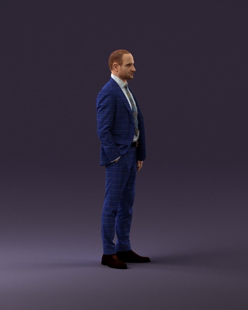 001024 man in blue plaid suit hand in pocket 3D Print Ready 3D print model_15