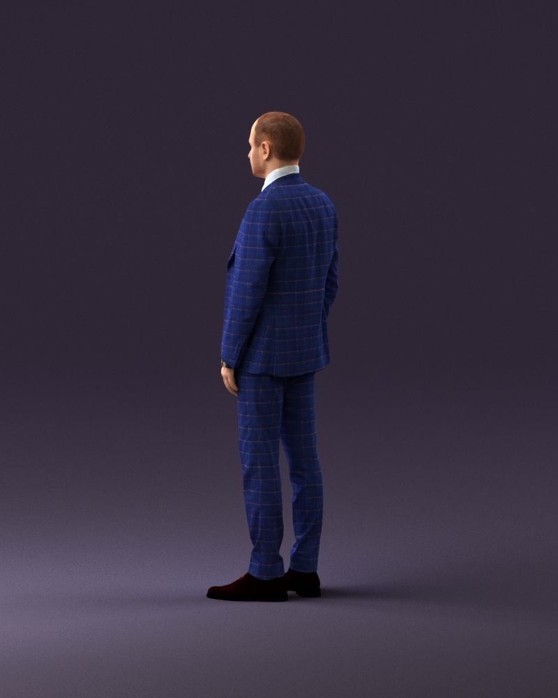 001024 man in blue plaid suit hand in pocket 3D Print Ready 3D print model_19