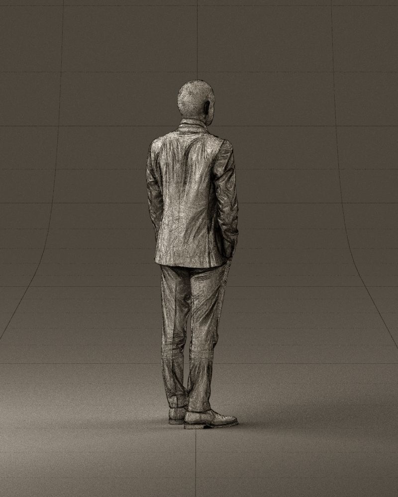 001024 man in blue plaid suit hand in pocket 3D Print Ready 3D print model_29