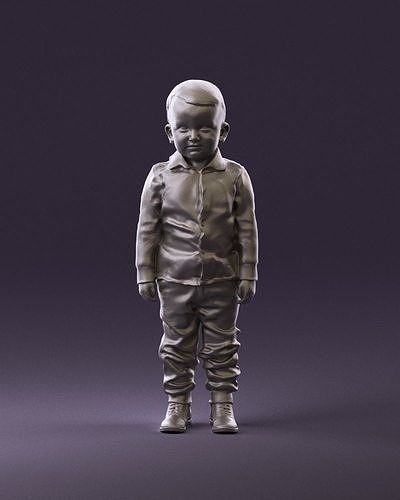 001025 bright  kid in white red stripped tshirt 3D Print Ready 3D print model