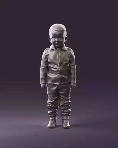 001025 bright  kid in white red stripped tshirt 3D Print Ready