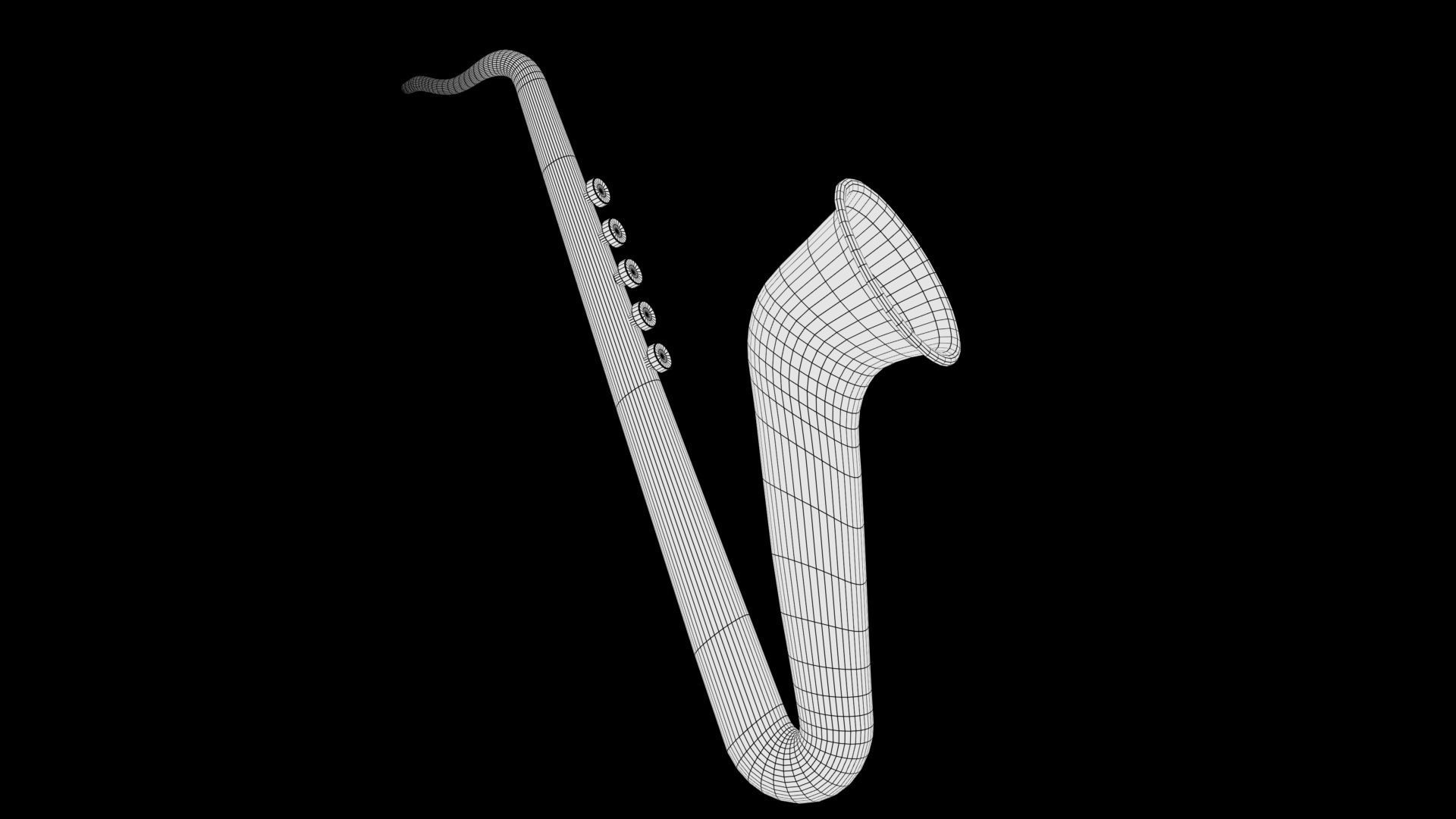 Trumpet golden saxophone Low-poly 3D model_5