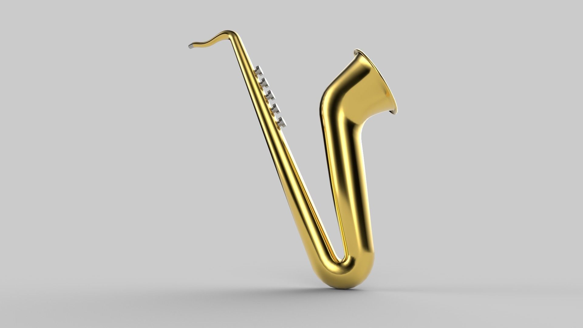 Trumpet golden saxophone Low-poly 3D model_3