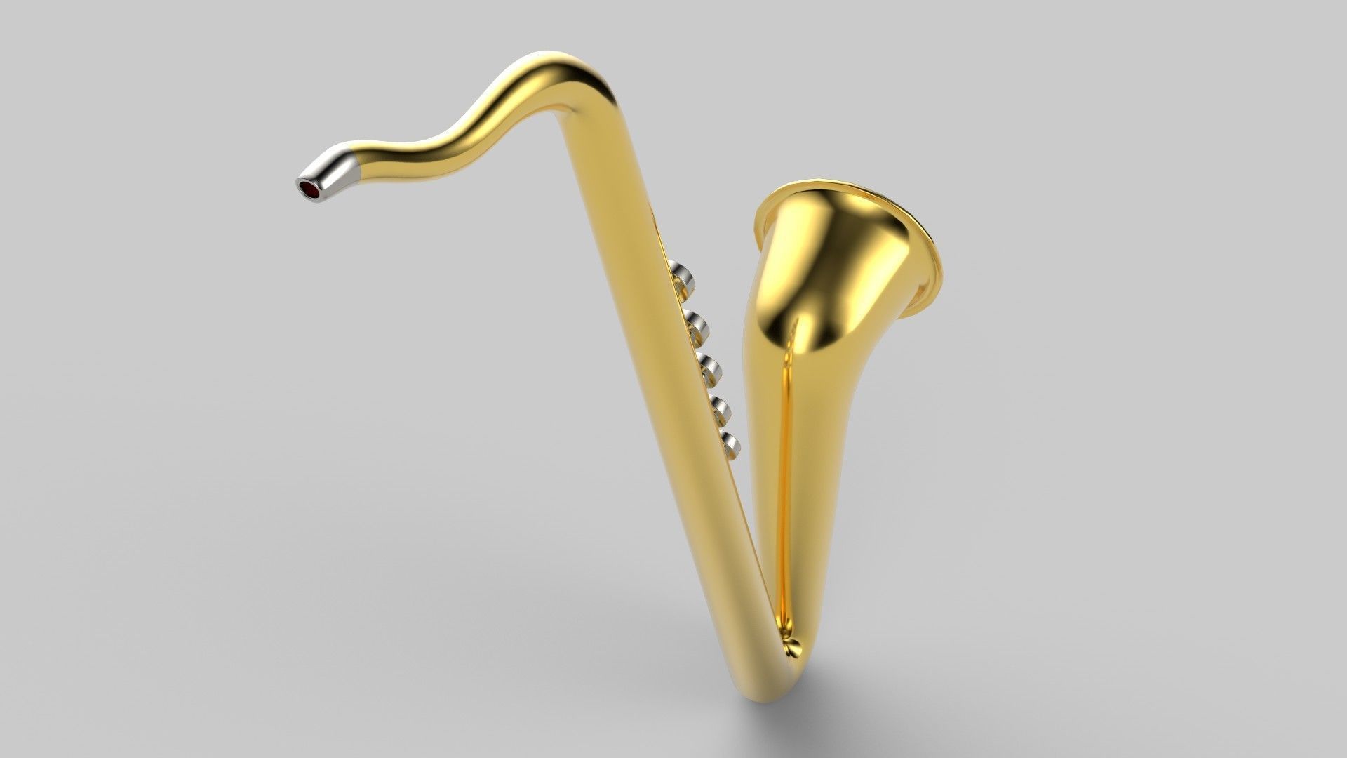 Trumpet golden saxophone Low-poly 3D model_4
