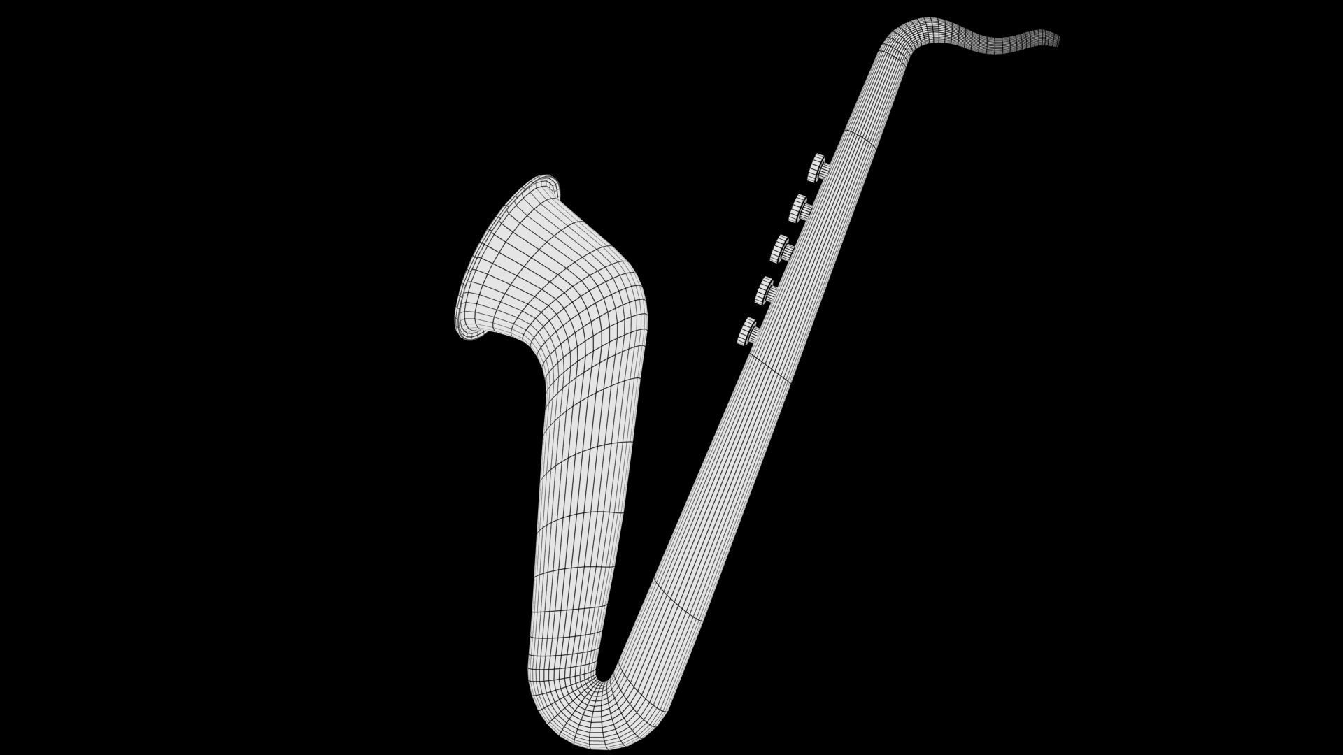 Trumpet golden saxophone Low-poly 3D model_9