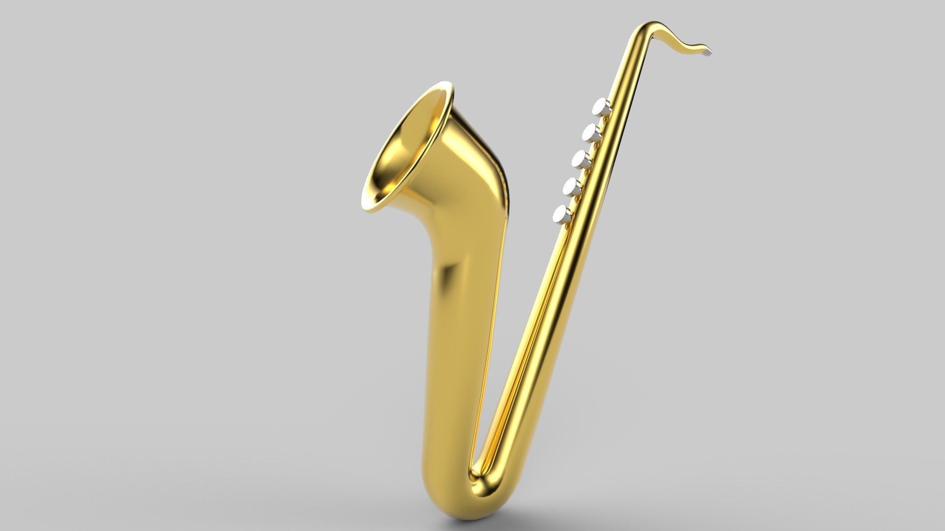 Trumpet golden saxophone Low-poly 3D model_1