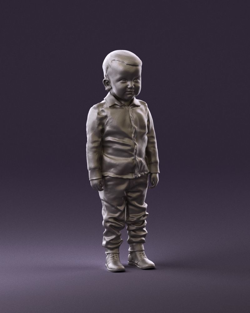 001025 bright kid in white red stripped tshirt 3D model_14