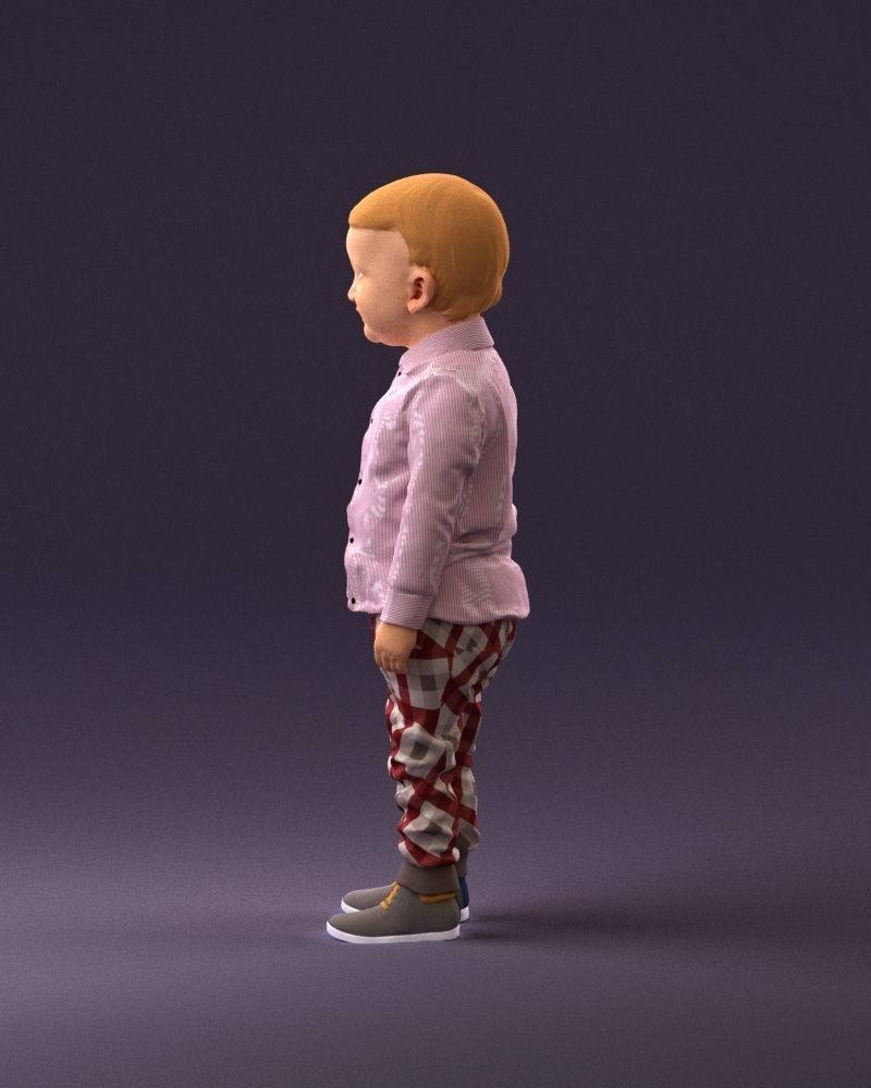 001025 bright kid in white red stripped tshirt 3D model_8
