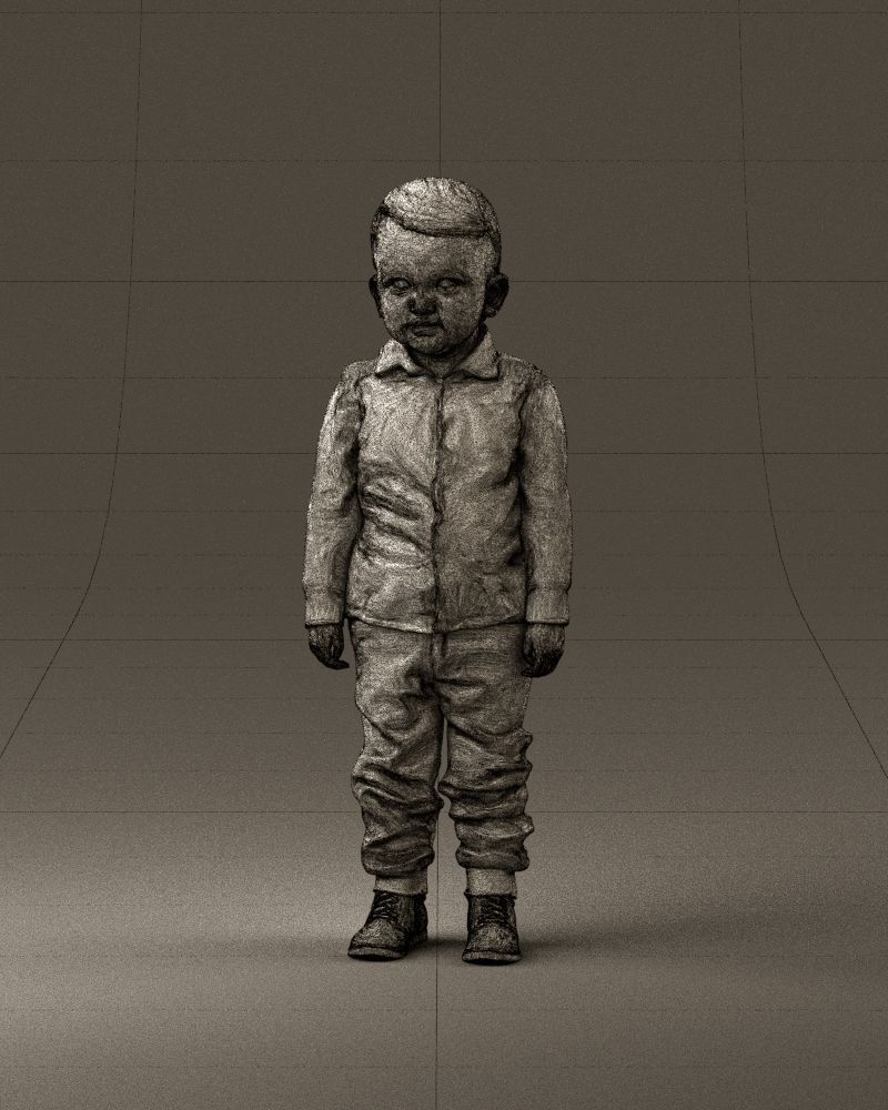 001025 bright kid in white red stripped tshirt 3D model_35