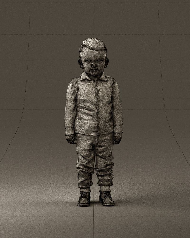 001025 bright kid in white red stripped tshirt 3D model_25