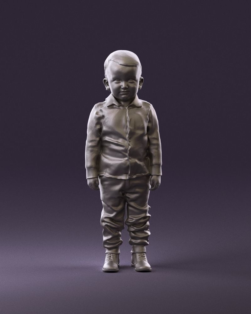 001025 bright kid in white red stripped tshirt 3D model_13