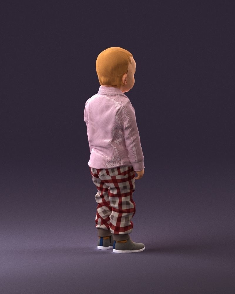 001025 bright kid in white red stripped tshirt 3D model_5