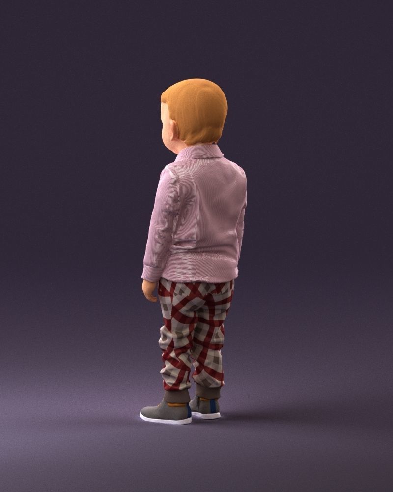 001025 bright kid in white red stripped tshirt 3D model_7