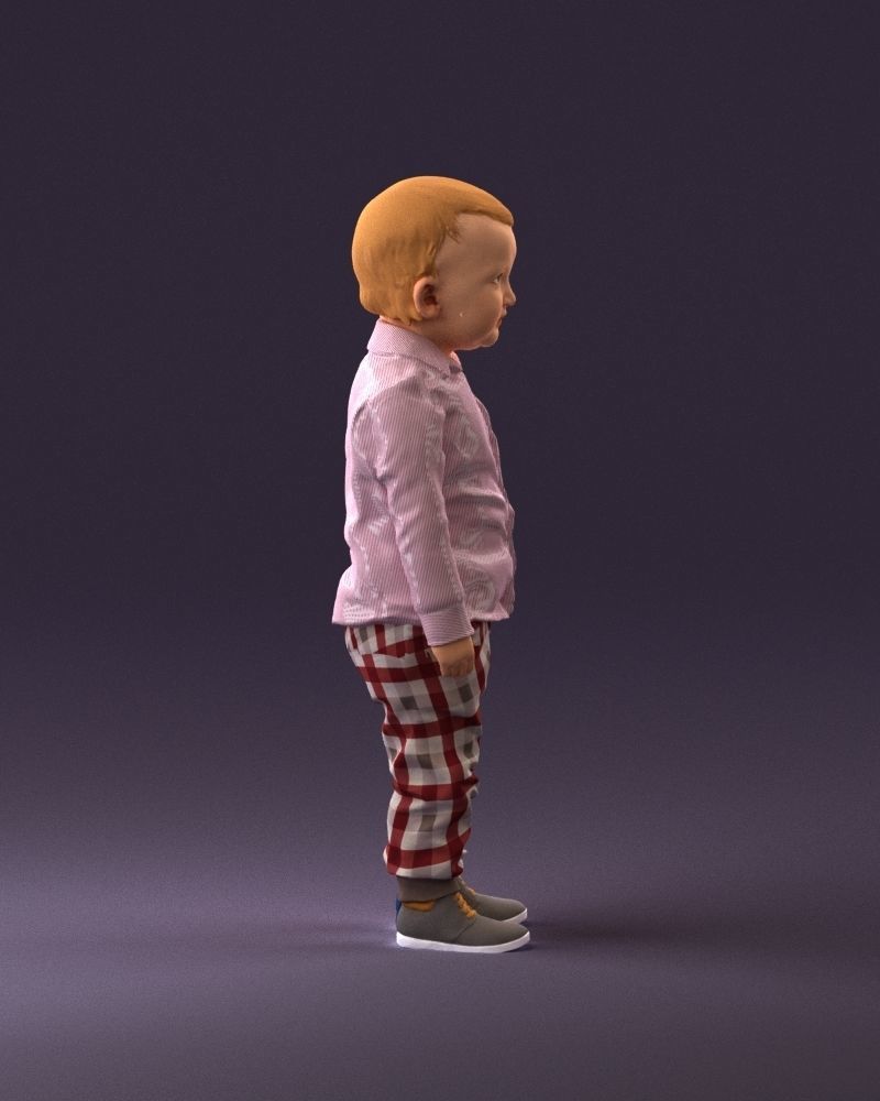 001025 bright kid in white red stripped tshirt 3D model_4