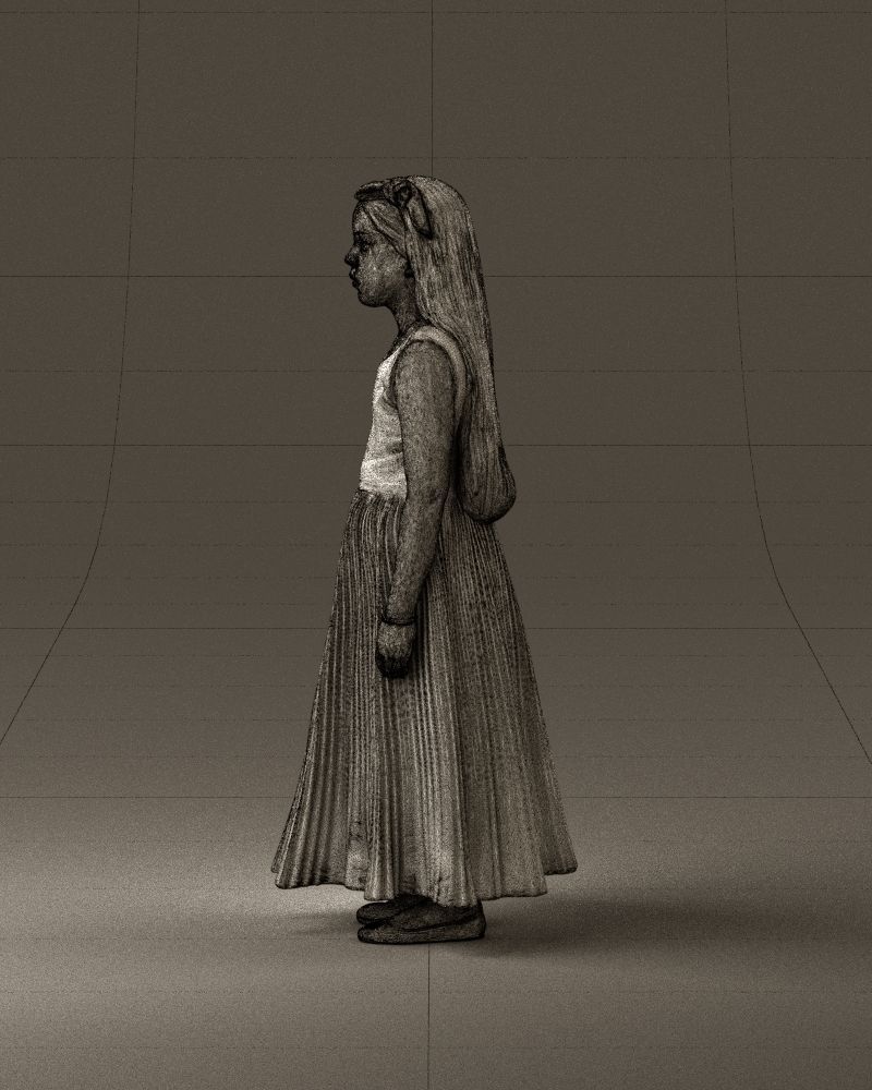 001026 junior girl in pink long dress 3D Print Ready 3D print model_32