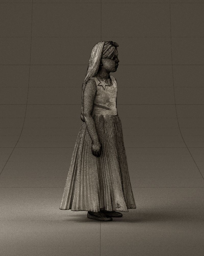 001026 junior girl in pink long dress 3D Print Ready 3D print model_27