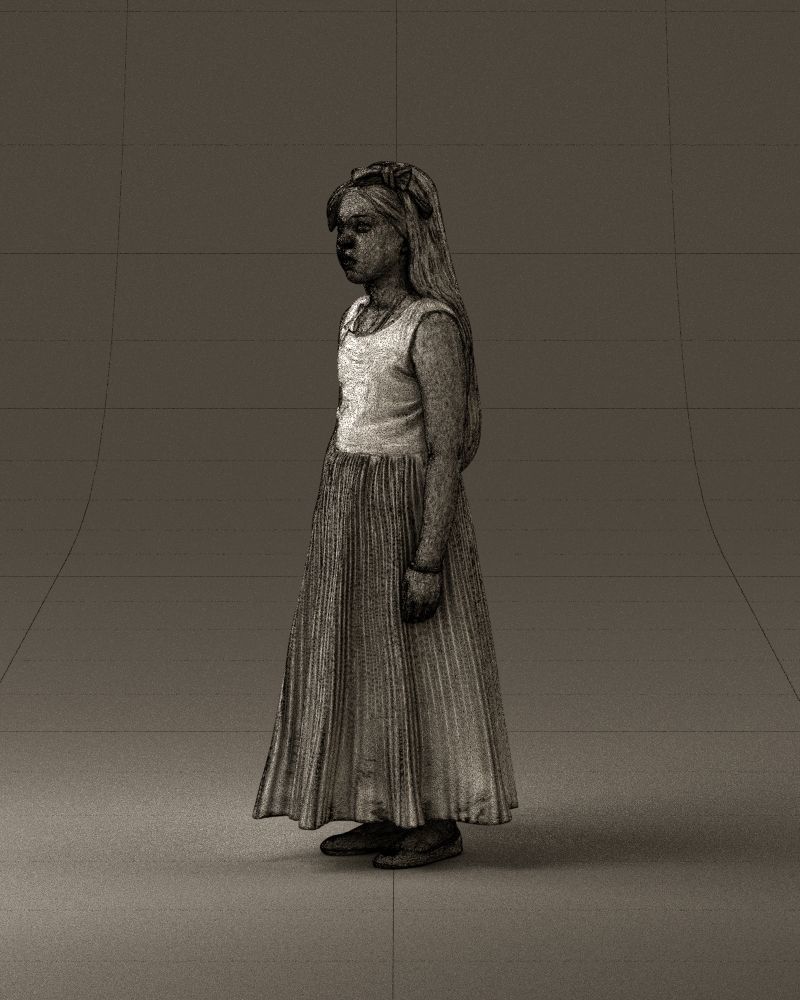 001026 junior girl in pink long dress 3D Print Ready 3D print model_33