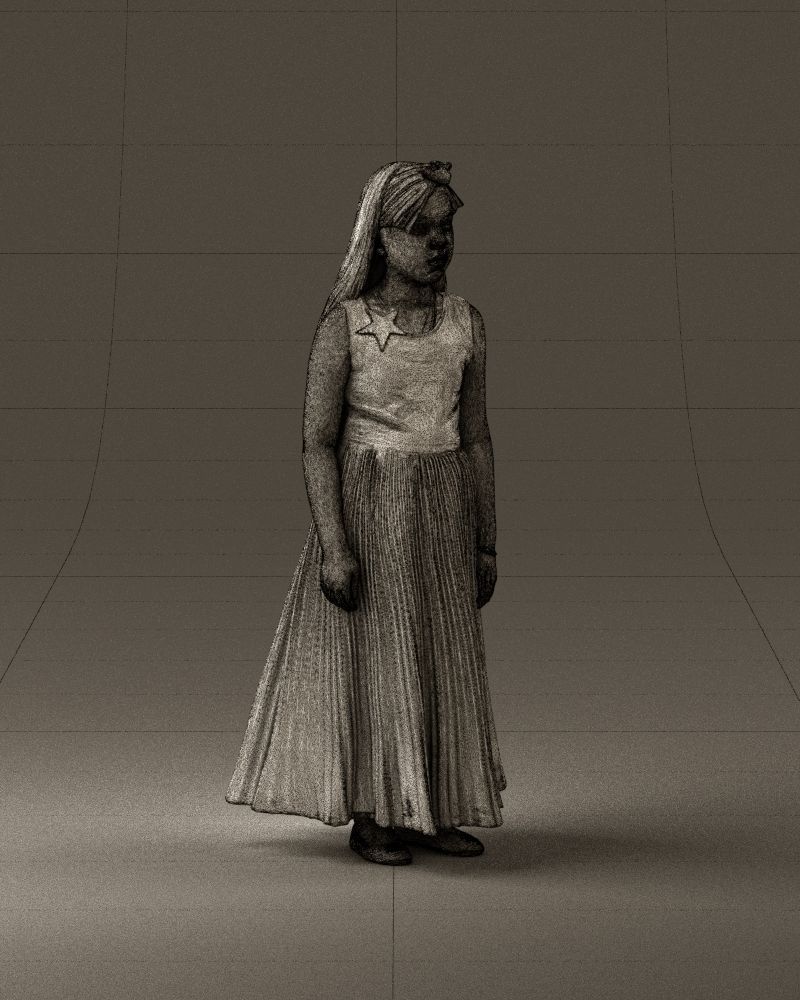 001026 junior girl in pink long dress 3D Print Ready 3D print model_26