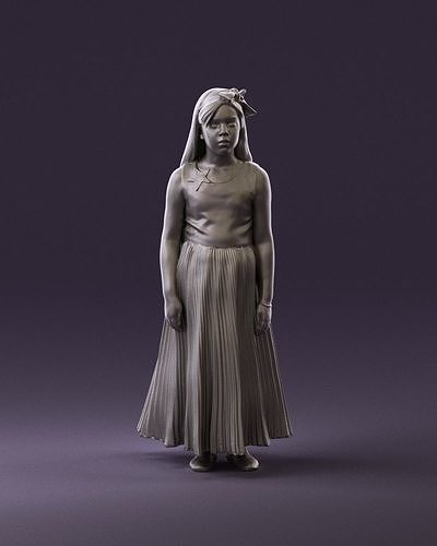 001026 junior girl in pink long dress 3D Print Ready 3D print model