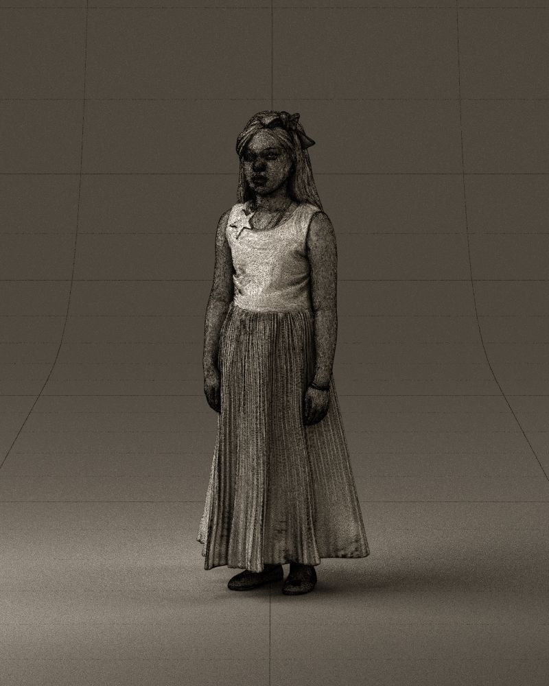 001026 junior girl in pink long dress 3D Print Ready 3D print model_34