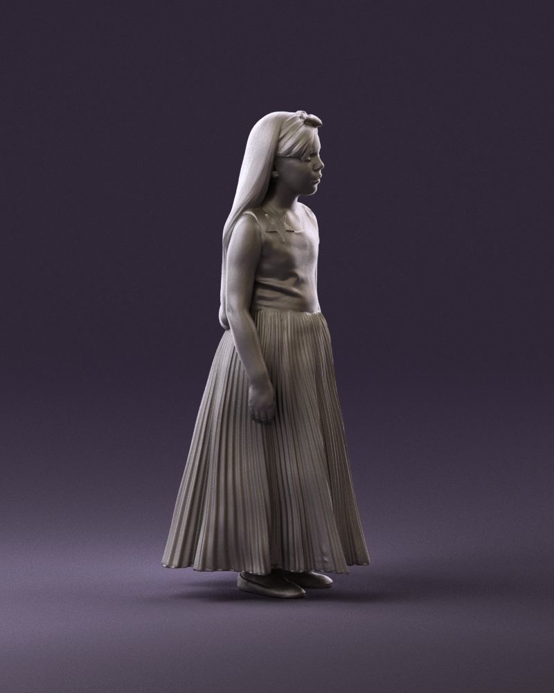 001026 junior girl in pink long dress 3D Print Ready 3D print model_3