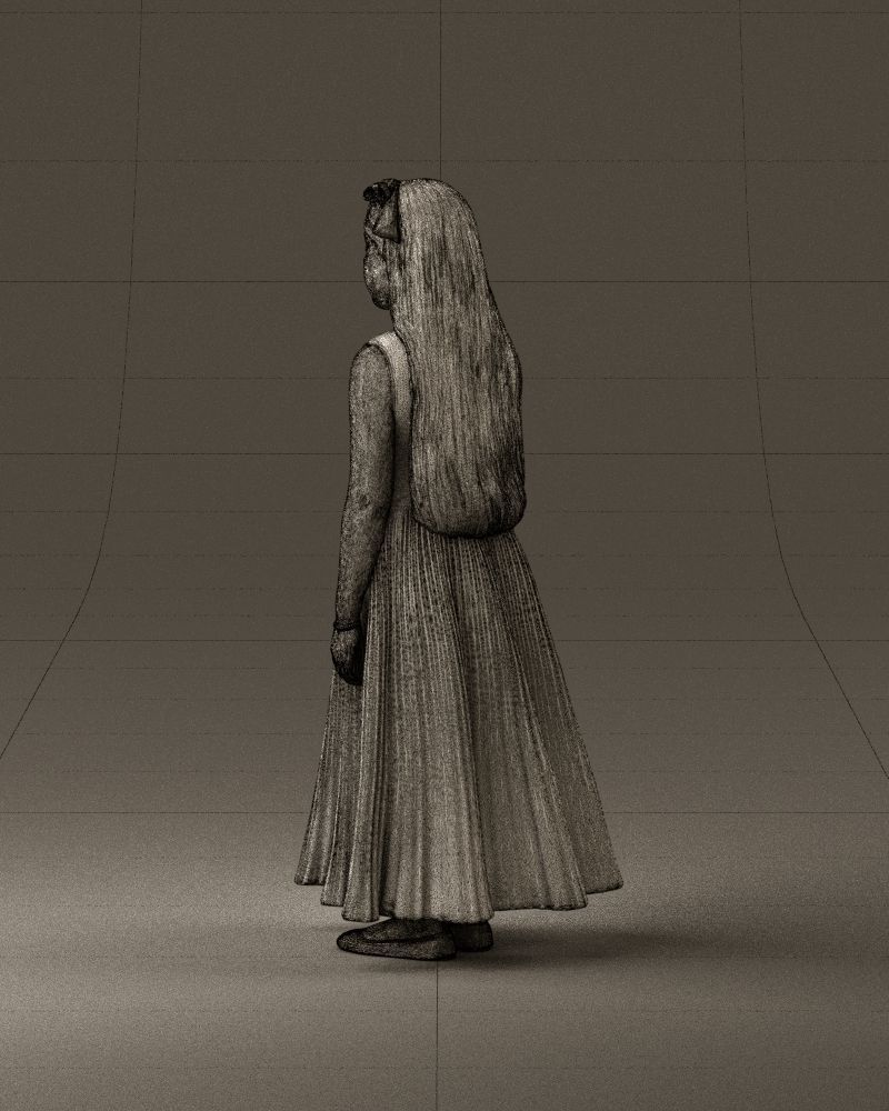 001026 junior girl in pink long dress 3D Print Ready 3D print model_31