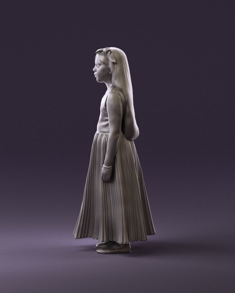 001026 junior girl in pink long dress 3D Print Ready 3D print model_8
