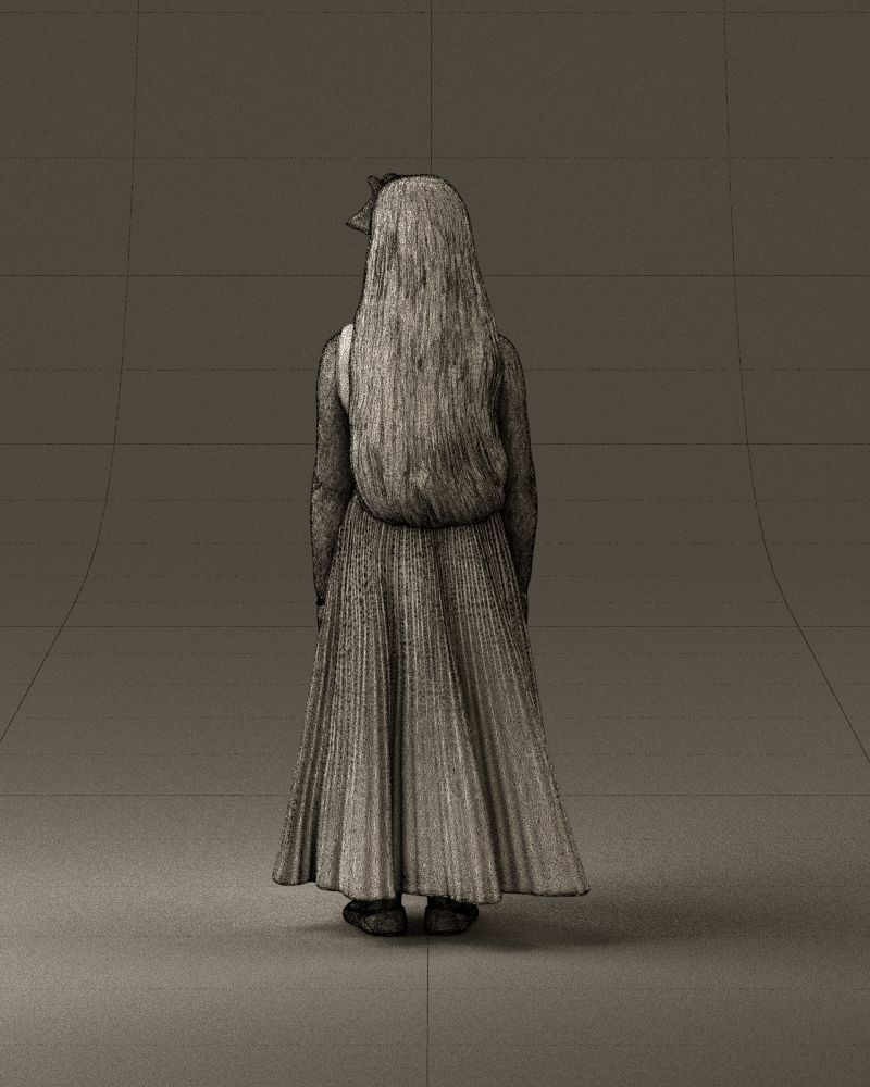 001026 junior girl in pink long dress 3D Print Ready 3D print model_30